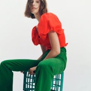 Zara puff sleeve cropped tunic